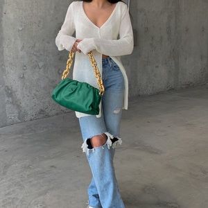 Long button up sweater | Revolve